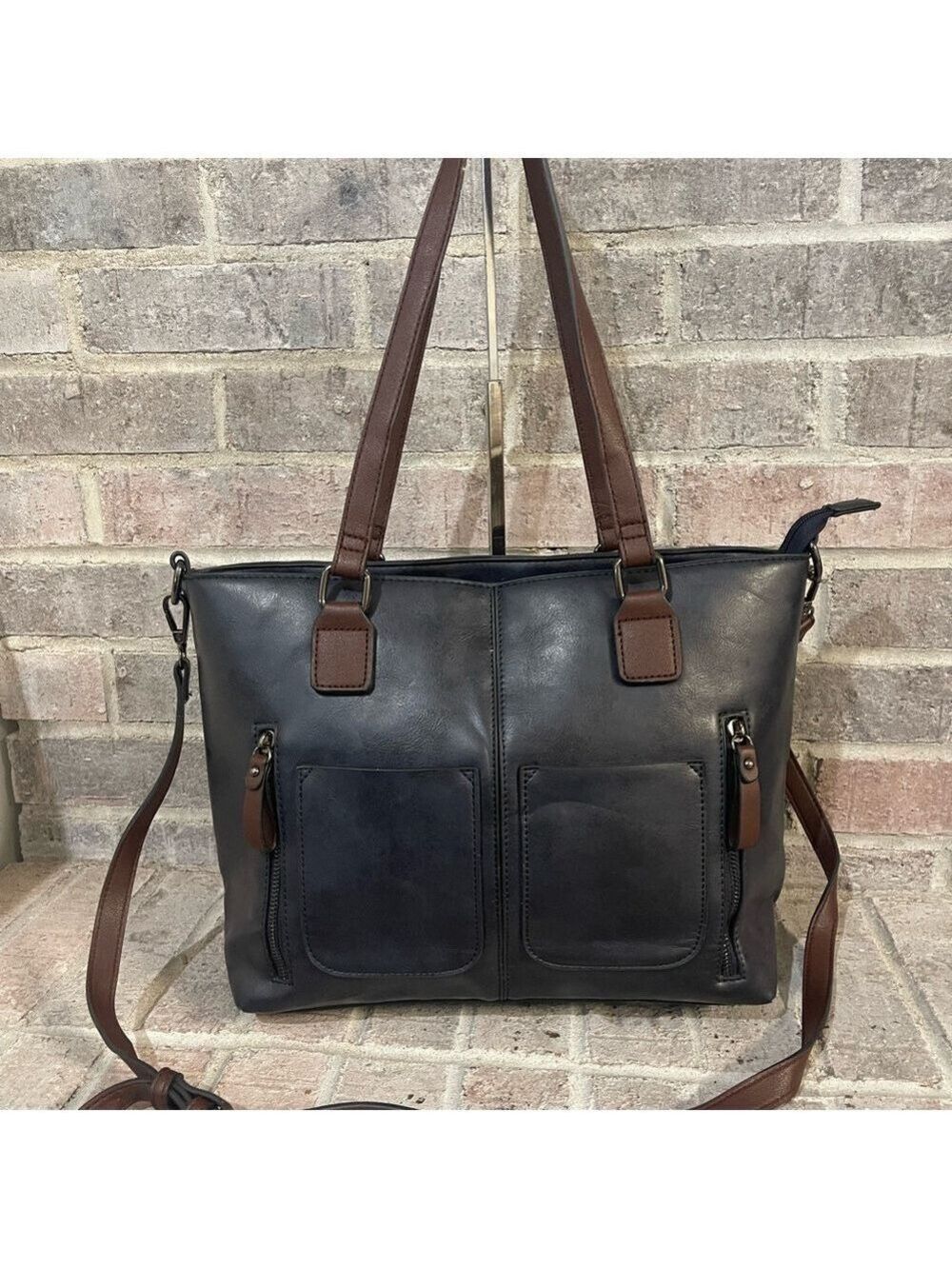 Elegant Blue and Brown Women's Messenger Bag